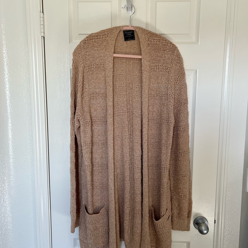 Abercrombie & Fitch Tan Open-Front Sweater, Size large